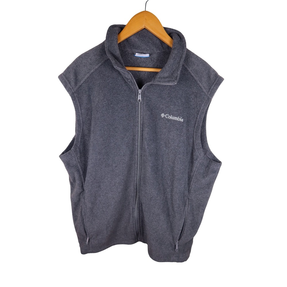 Columbia Mens Steens Mountain Fleece Vest Charcoal Gray Full Zip Size XL